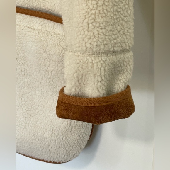 Old Navy Sherpa Coat Jacket Off White Saddle Brown Faux Suede Interior - Picture 2 of 9